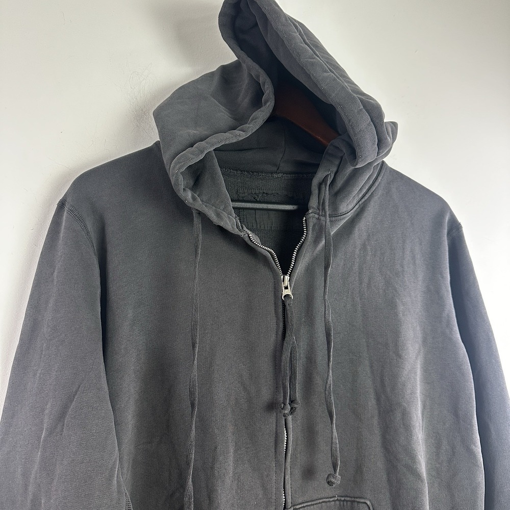 Nili Lotan Washed Black Callie Hoodie Zip Up Womens Large Preppy Distressed - Picture 3 of 11